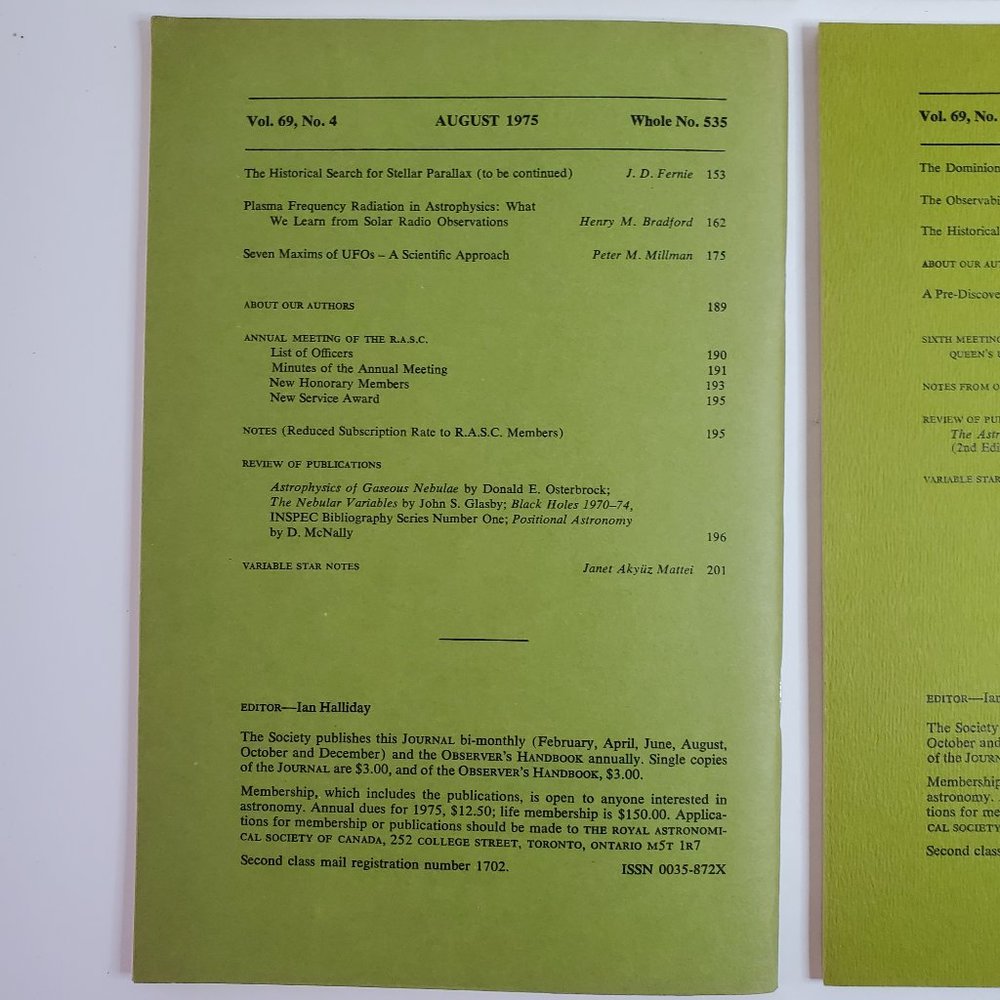 Vintage Journals of the Royal Astronomical Society of Canada Volume Set 69 1975 - Picture 7 of 11